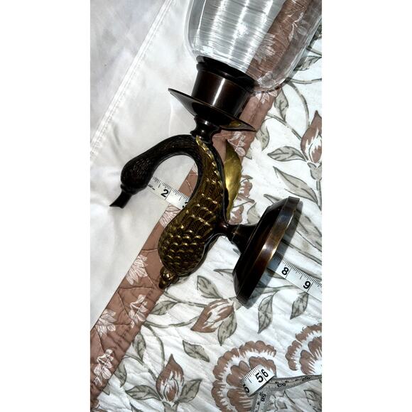 Brass Swan Wall Candle Sconce with Storm Glass 17" - Picture 6 of 16